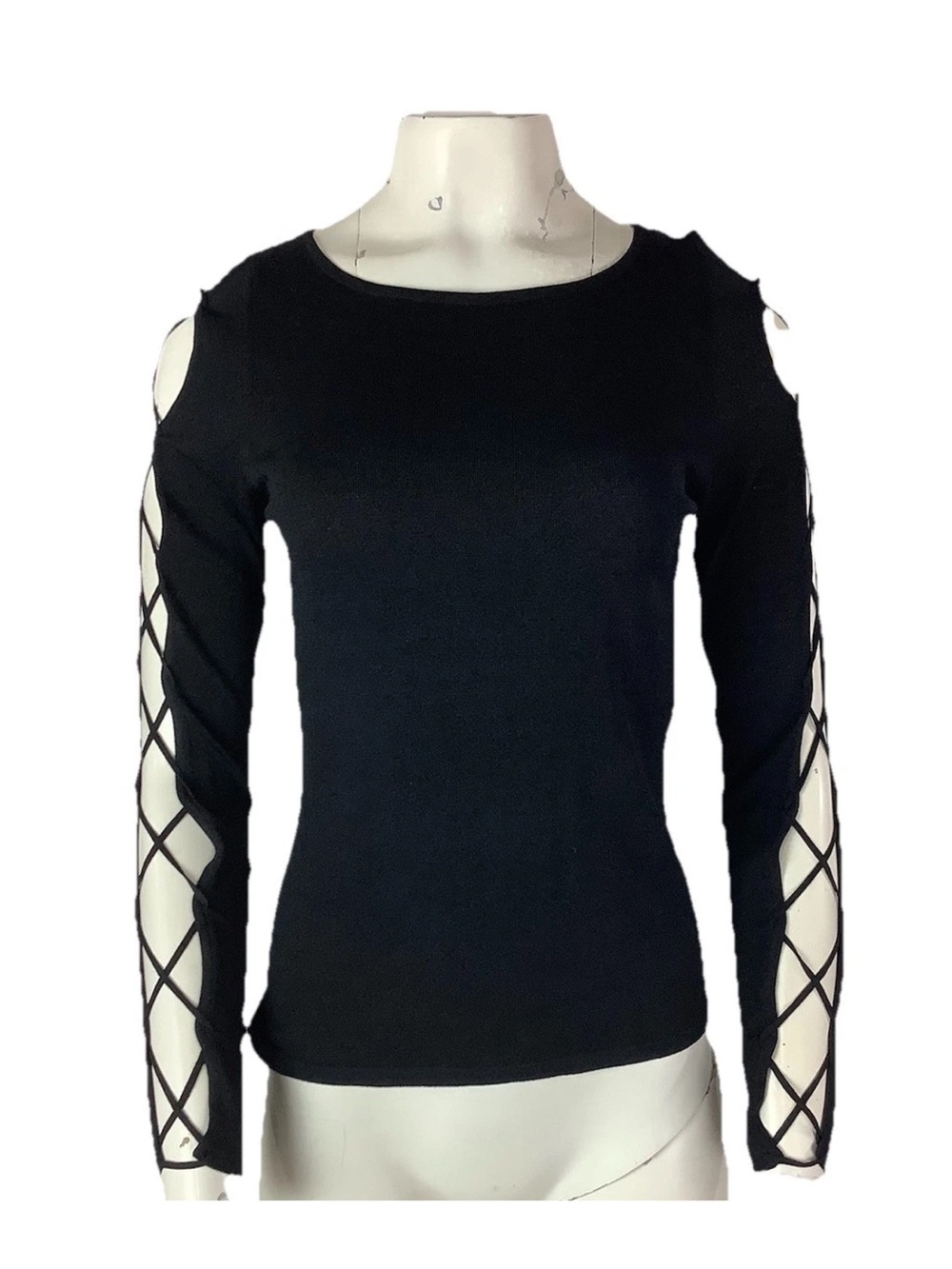 Vintage Y2K The Limited Sz M Laced Long Sleeve Goth Club Look Top Black